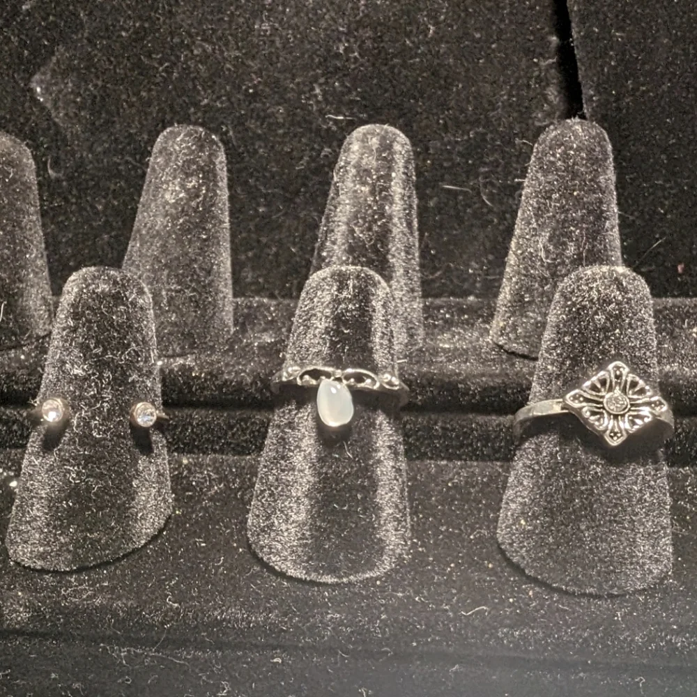 Costume set 3 retro silver artdeco bands clear crystals&mother of pearl cabochon